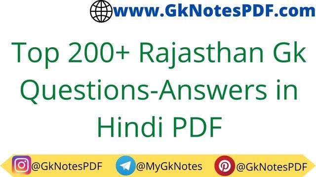 Top 200+ Rajasthan Gk Questions-Answers in Hindi PDF