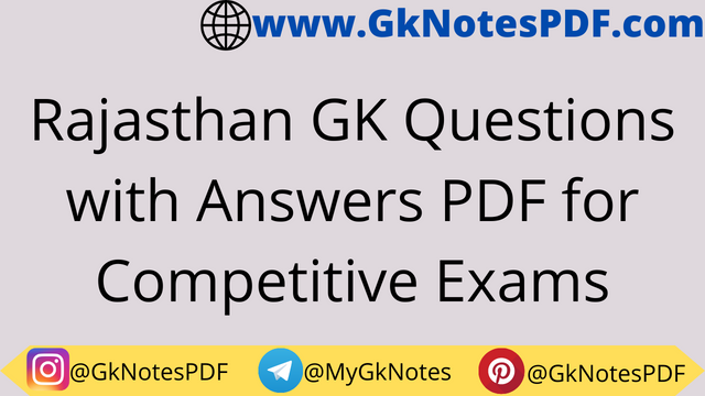 Rajasthan GK Questions with Answers PDF