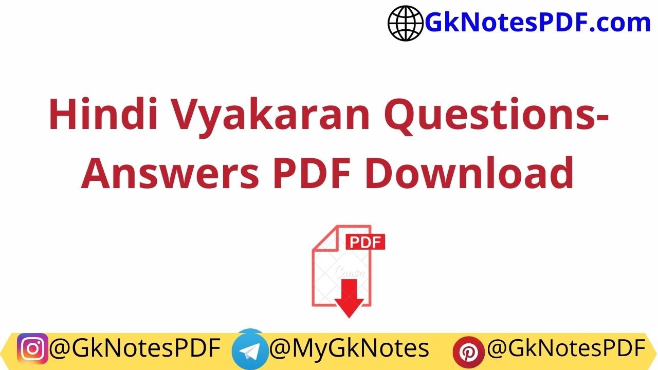 Hindi Vyakaran Questions-Answers PDF Download