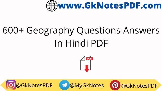 600+ Geography Questions Answers In Hindi PDF