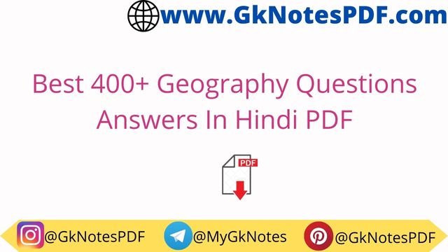 Best 400+ Geography Questions Answers In Hindi PDF