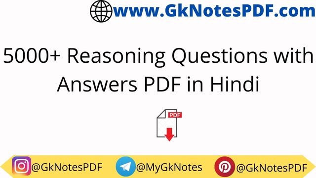 Reasoning Questions with Answers PDF in Hindi