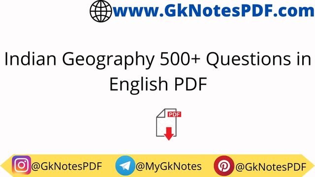 Indian Geography 500+ Questions in English PDF