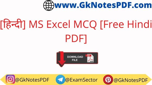 MS Excel Questions-Answers in Hindi PDF