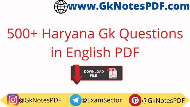 500+ Haryana Gk Questions in English PDF