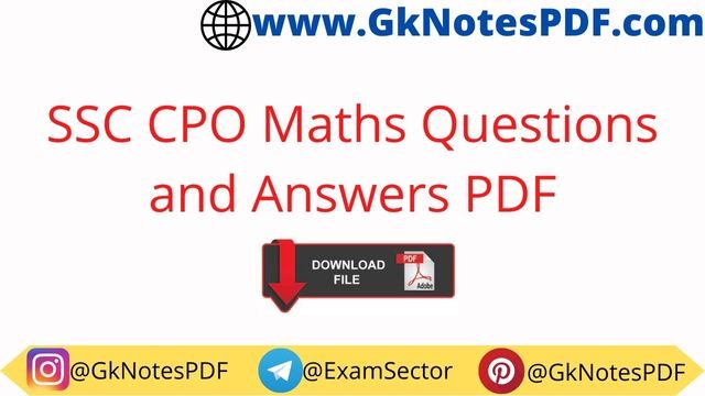 SSC CPO Maths Questions and Answers PDF
