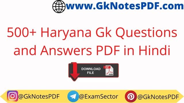 500+ Haryana Gk Questions and Answers PDF in Hindi