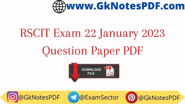 RSCIT Exam 22 January 2023 Question Paper PDF