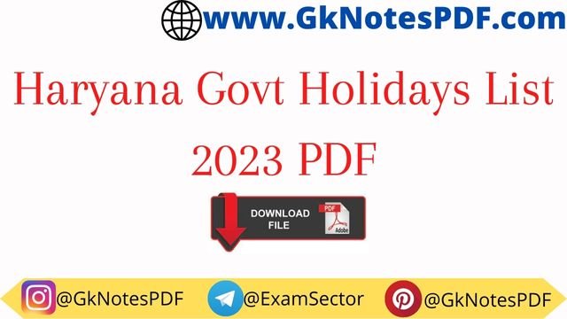 Haryana Govt Holidays List 2023 PDF
