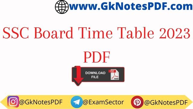 SSC Board Time Table 2023 PDF
