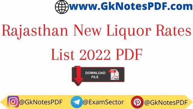 Rajasthan New Liquor Rates List 2022 PDF Free Download