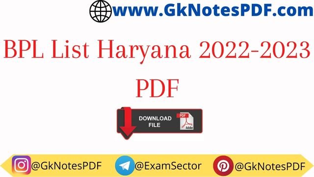 BPL List Haryana 2022-2023 PDF