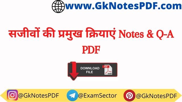 Sanjeev ki Pramukh Kriya Notes & Questions PDF