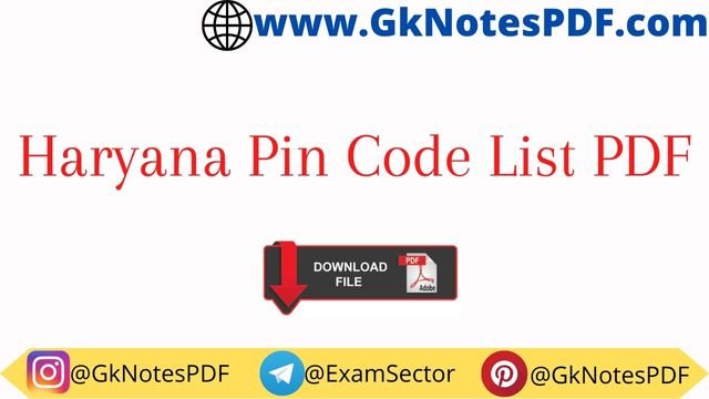 Haryana Pin Code List PDF