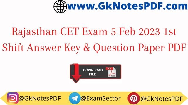 Rajasthan CET Exam 5 Feb 2023 1st Shift Answer Key