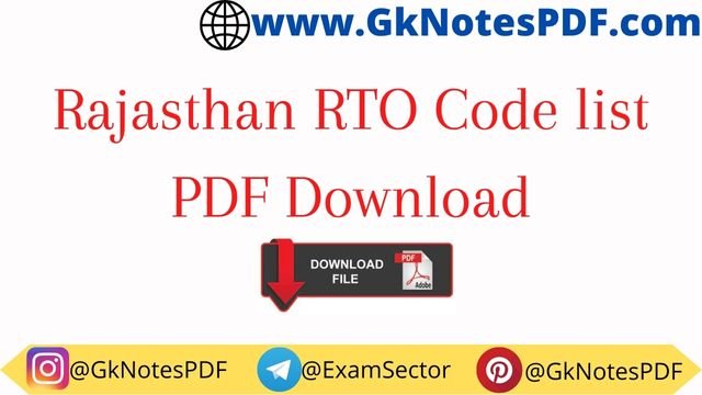 Rajasthan RTO Code list PDF Download