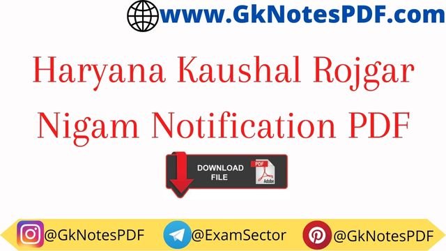 Haryana Kaushal Rojgar Nigam Notification PDF