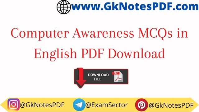 Computer Awareness MCQs in English PDF Download