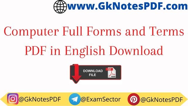 Computer Full Forms and Terms PDF in English Download