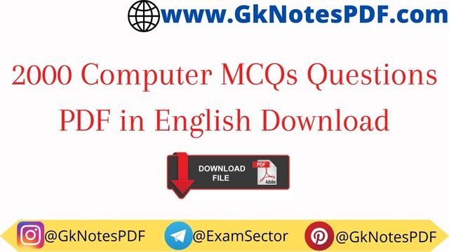2000 Computer MCQs Questions PDF in English Download