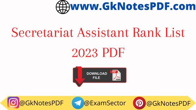 Secretariat Assistant Rank List 2023 PDF