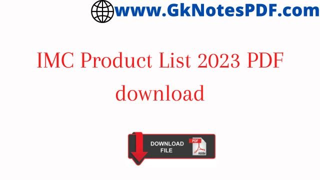 IMC Product List 2023 PDF download